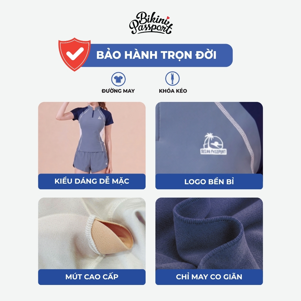 Bộ bikini nữ kín đáo quần 2 lớp năng động đi biển - Bikini Passport - BS572_BU | BigBuy360 - bigbuy360.vn