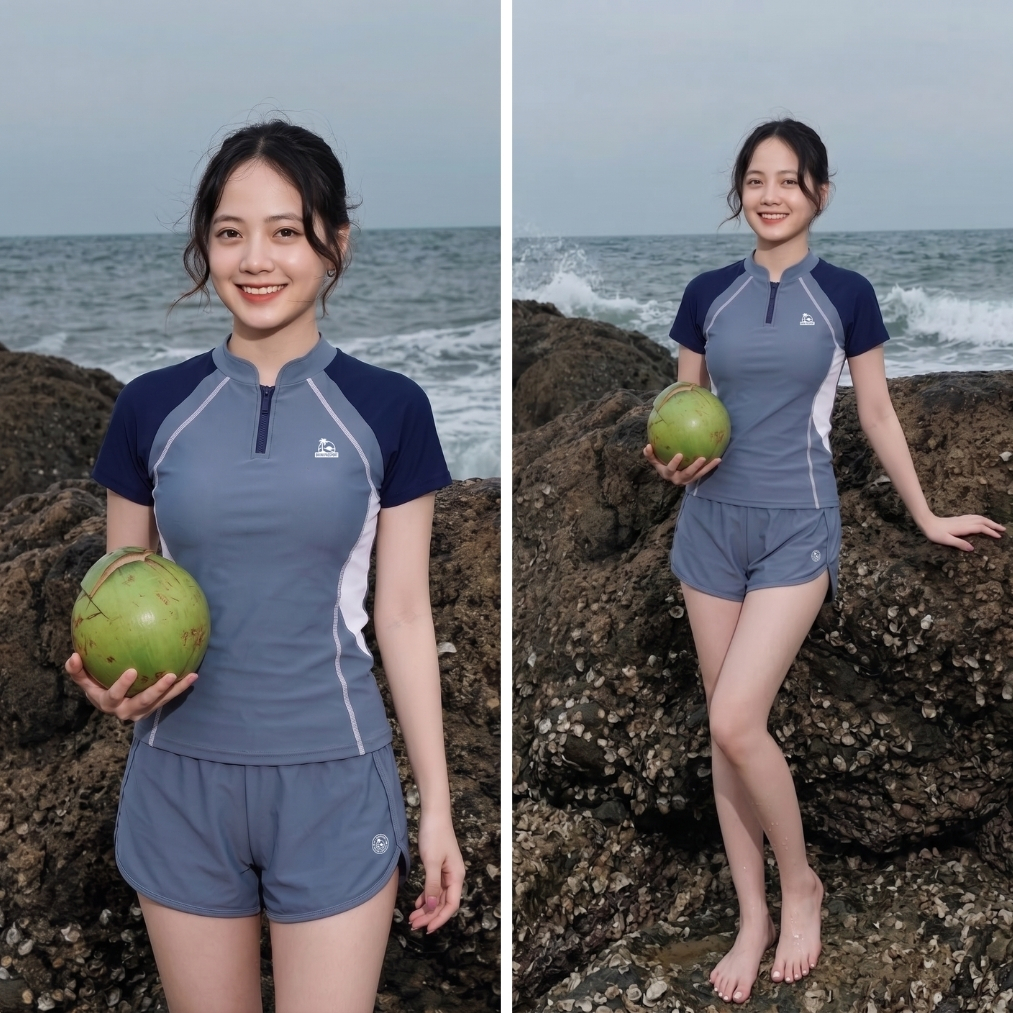 Bộ bikini nữ kín đáo quần 2 lớp năng động đi biển - Bikini Passport - BS572_BU | BigBuy360 - bigbuy360.vn