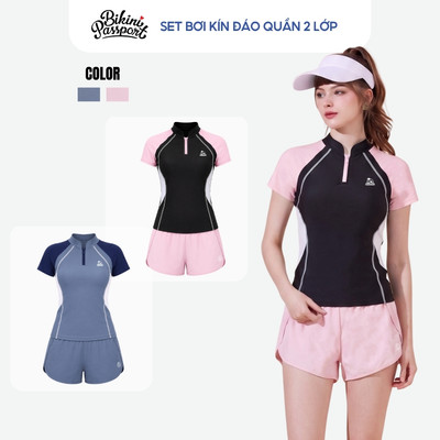Bộ bikini nữ kín đáo quần 2 lớp thoải mái vận động đi biển - Bikini Passport - BS572_PK