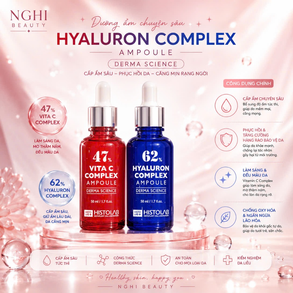 SERUM HISTOLAB VITAMIN C 47% & CẤP ẨM 62% COMPLEX AMPOULE 50ML