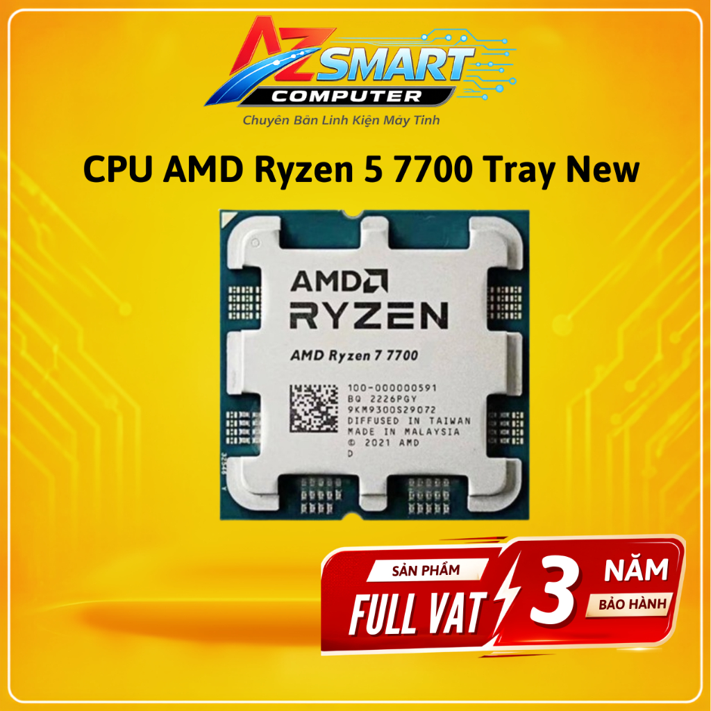 CPU AMD Ryzen 7 7700  Tray 8 Nhân 16 Luồng Bảo Hành 36 Tháng Chính Hãng Full VAT PC GAMING AZsmart P
