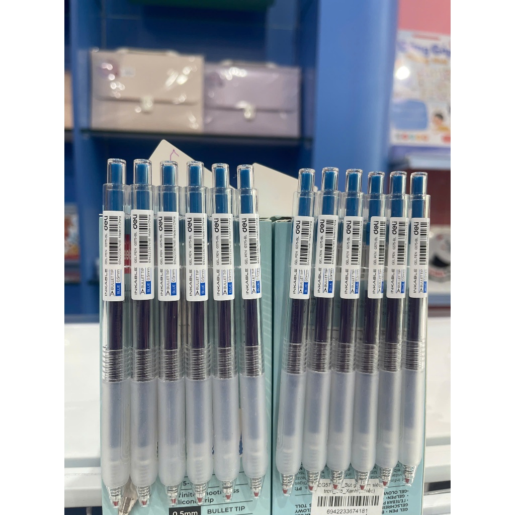 Bút gel bấm siêu trơn_0.5_Xanh- EG575-BL