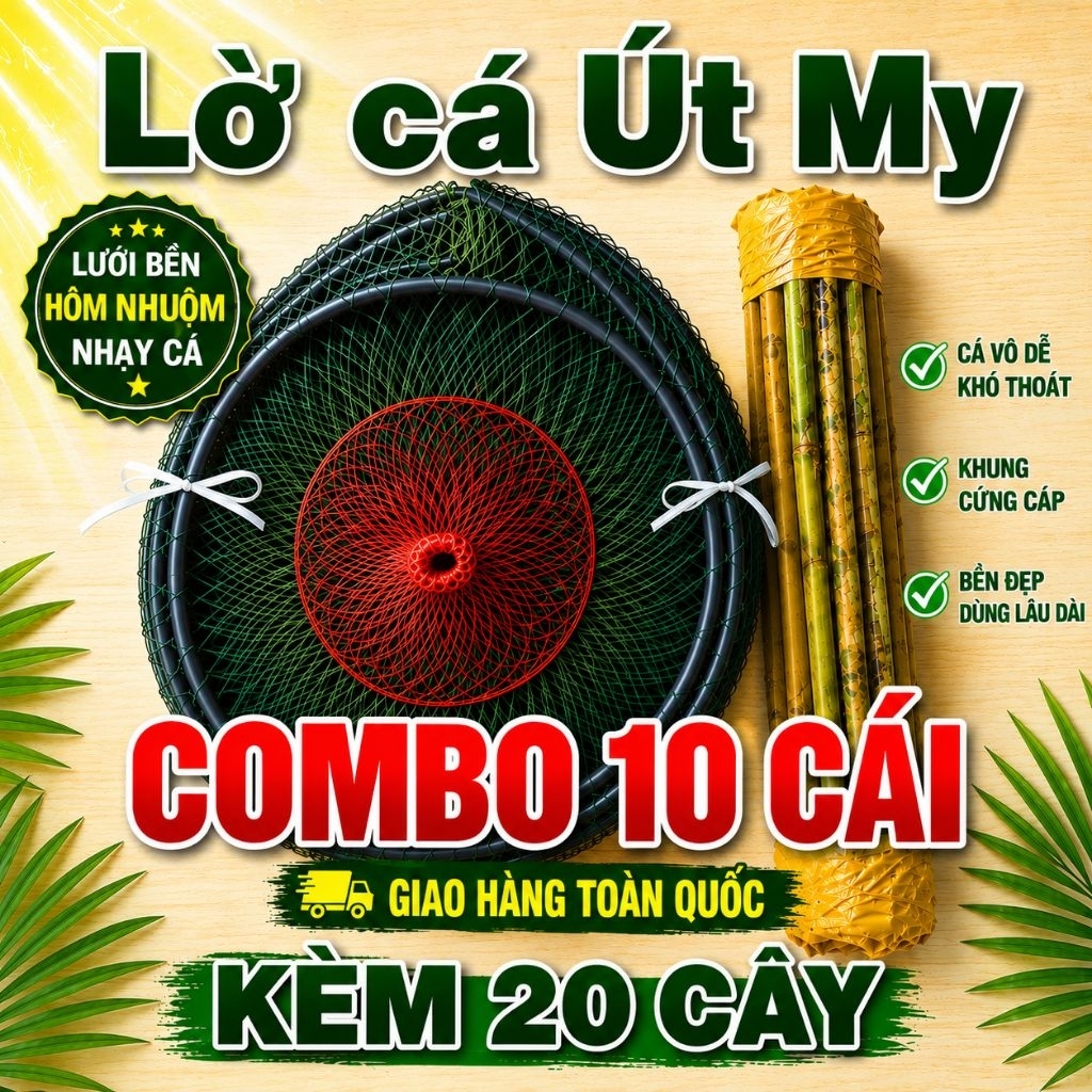COMBO 10 cái Lờ cá lóc KÈM 20 cây chổi