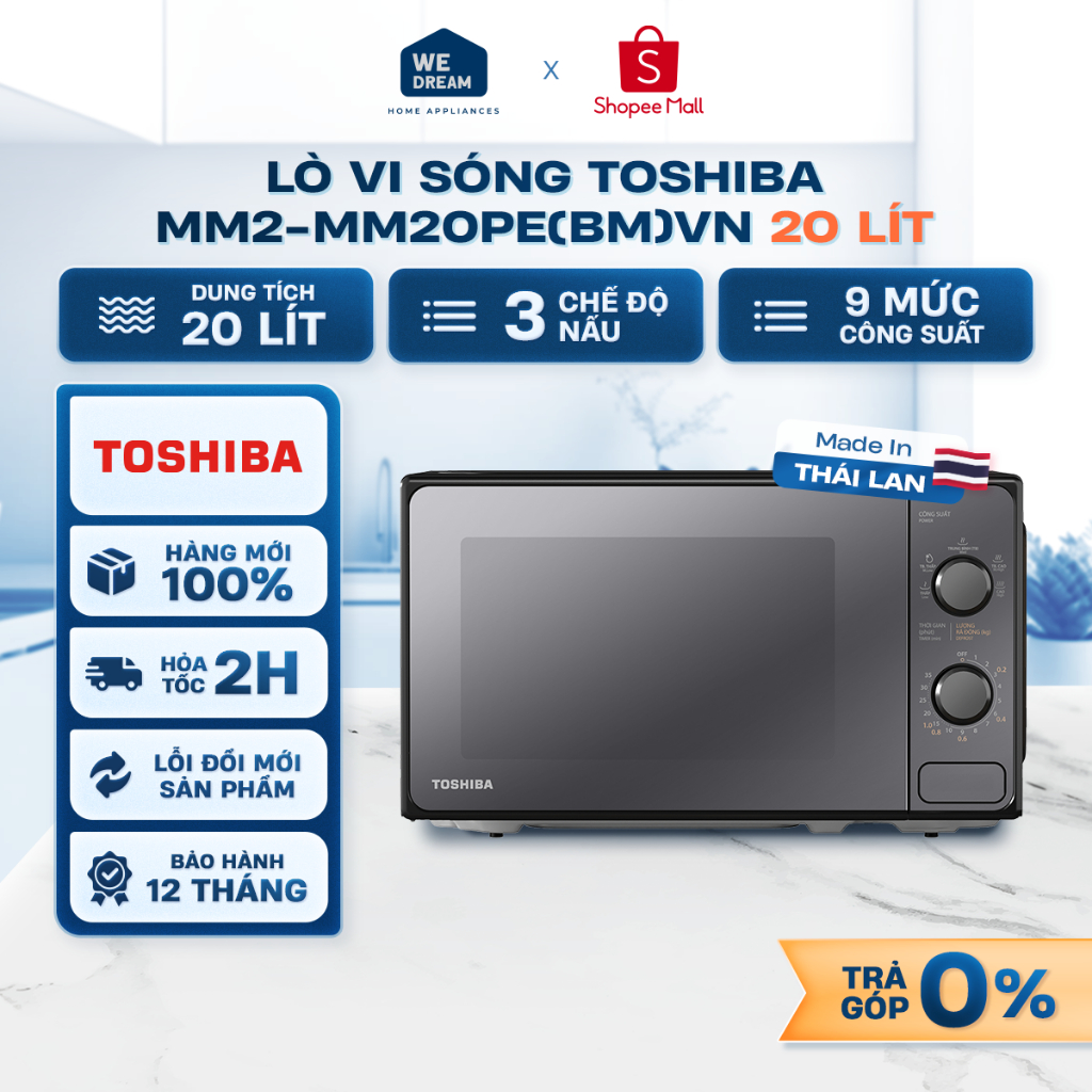 MM2-MM20PE(BM)VN - Lò Vi Sóng Toshiba MM2-MM20PE(BM)VN 20 Lít - Hàng Chính Hãng, Mới 100%