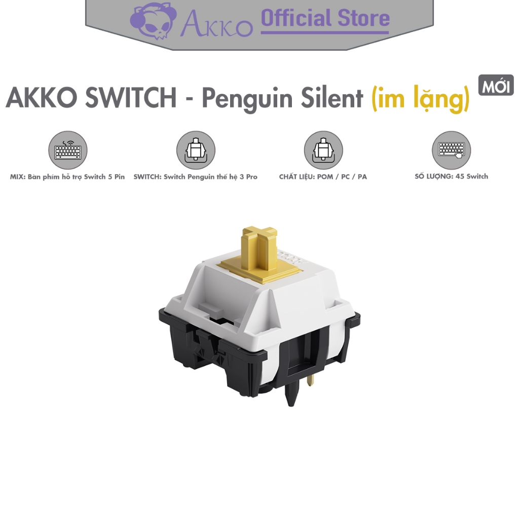 Sản phẩm AKKO Switch Penguin Silent [ Im Lặng / 45 Switch / 5 Pin ] - Hàng Chính Hãng
