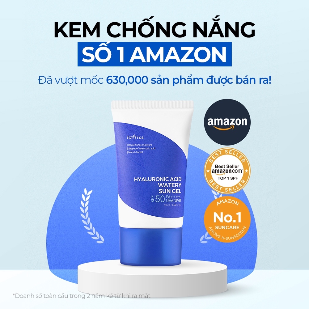 Kem chống nắng hóa học ISNTREE HYALURONIC ACID WATERY SUN GEL 50 ml