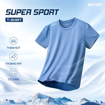 Áo Thun Nam MENTORIS Vải Thun Lạnh Cao Cấp, Form Regular Fit, Co Giãn Thoáng Khí, Mặc Thể Thao MATS25S001