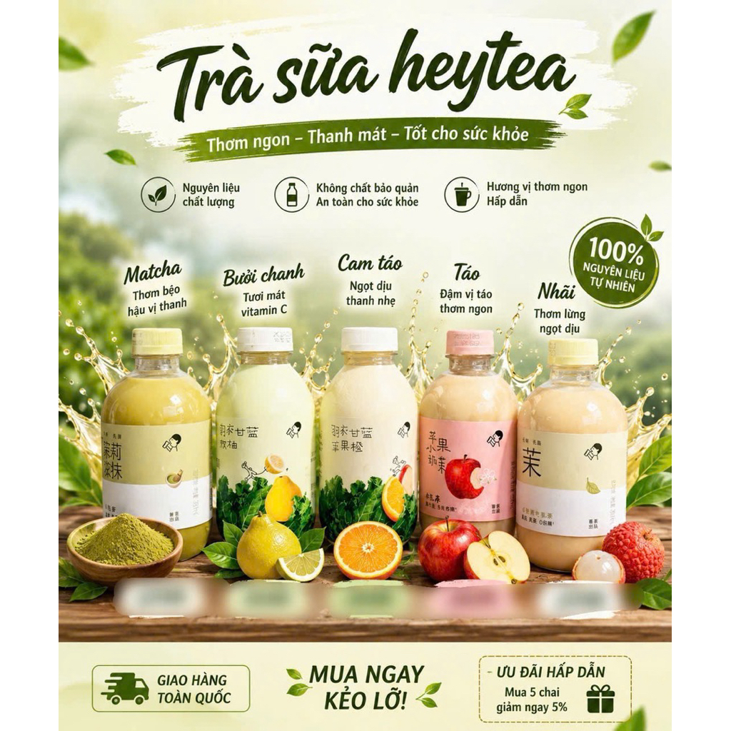 Trà sữa HeyTea ít calo không đường thơm ngon đậm vị