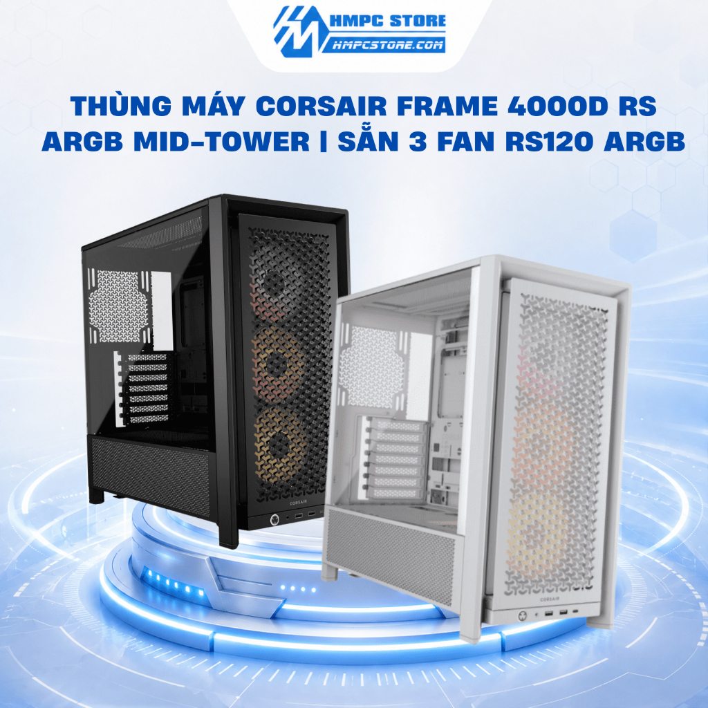 Case - Thùng máy Corsair FRAME 4000D RS ARGB Mid-Tower | sẵn 3 Fan RS120 ARGB | Bảo hành 24 tháng