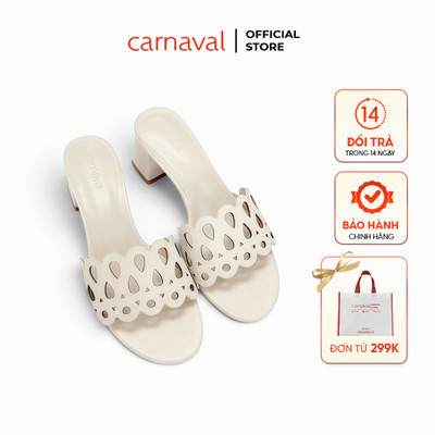 Dép Cao Gót Nữ Carnaval Quai Cắt Laser, Guốc Gót Vuông 5cm Thanh Lịch Êm Chân - VS214