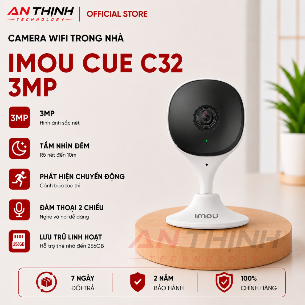 Camera Wifi trong nhà IMOU Cue C32 3MP (IPC-C32SP/ IPC-C32EP)