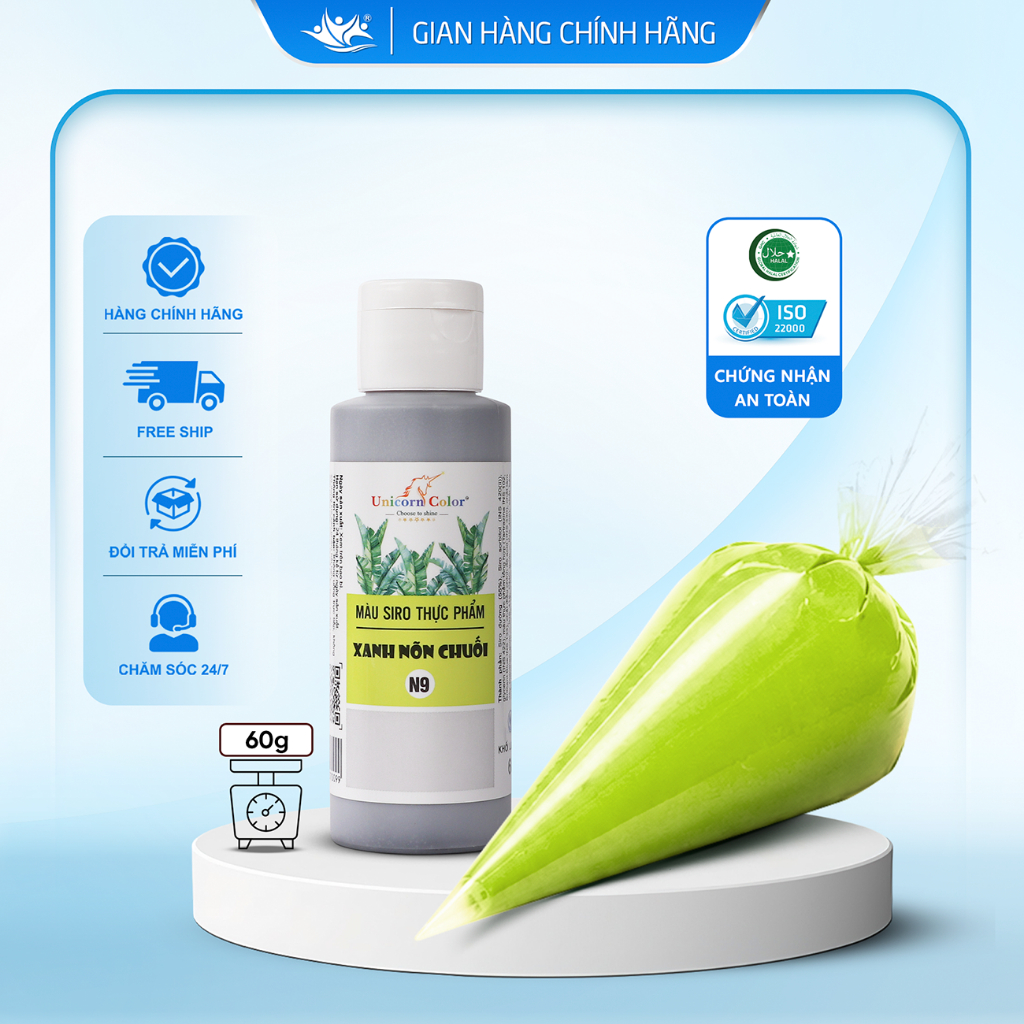 Màu Siro Thực Phẩm Xanh Nõn Chuối Unicorn Color, Màu Làm Bánh Không Đắng 60g - Unicorn Color 60g