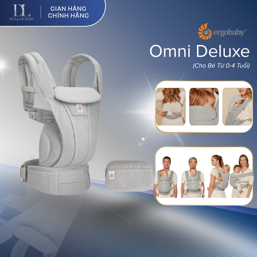 Địu Ergobaby Omni Deluxe, chất liệu cao cấp, an toàn, phù hợp cho bé từ sơ sinh