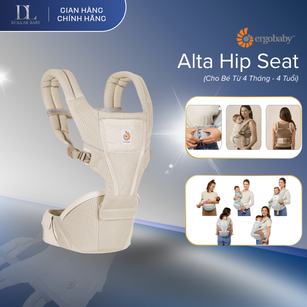 Địu Trợ Lực Ergobaby Alta Hip Seat - 6 Tư Thế, Trợ Lực Hông, Chuẩn IHDI - Chính Hãng Mỹ.