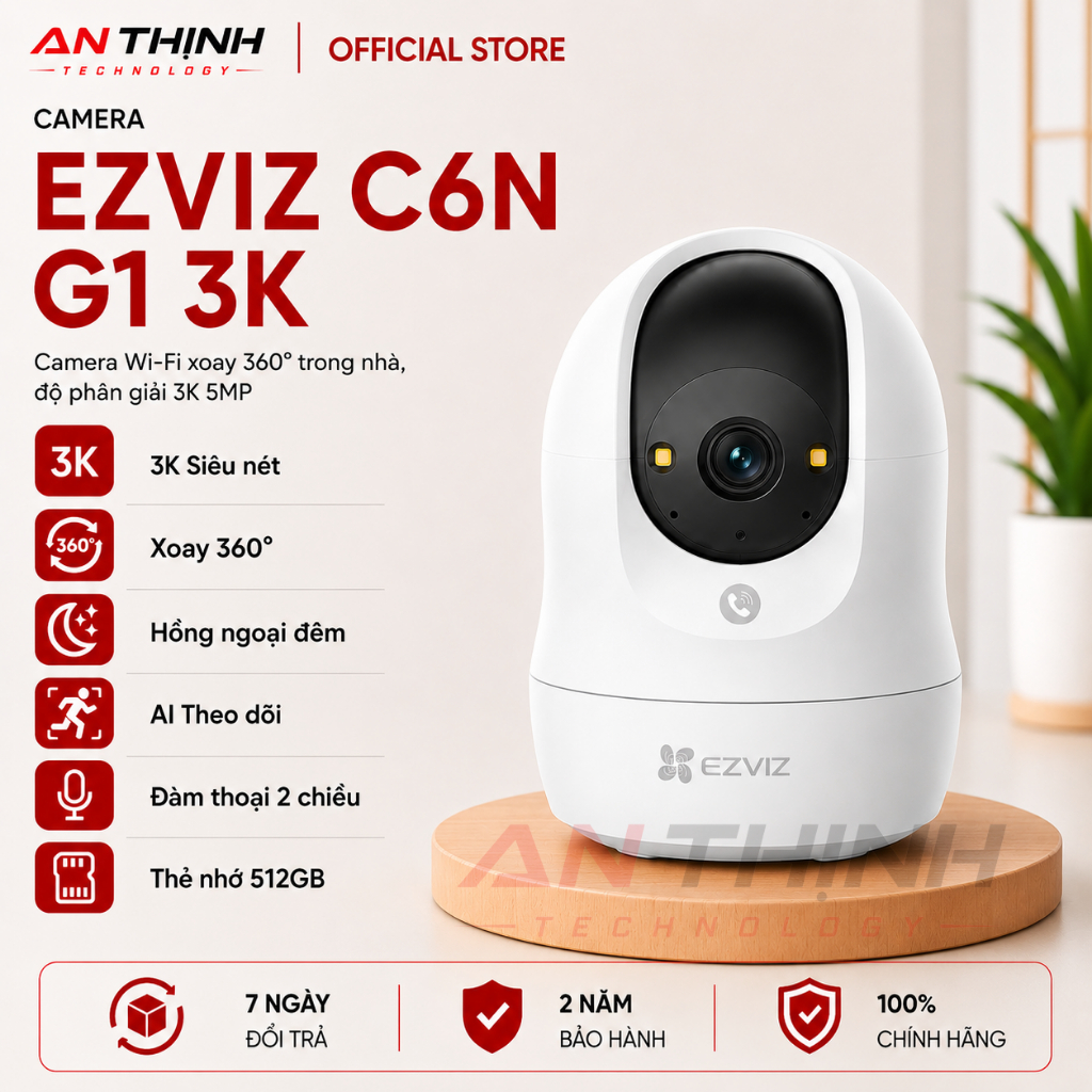 Camera trong nhà EZVIZ C6N G1 4K Ultra HD, 3K 5MP