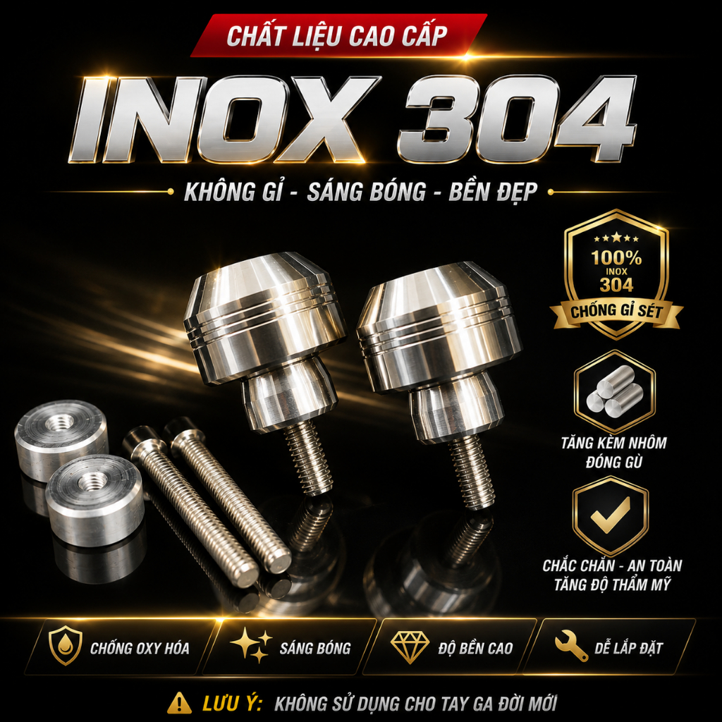 Gù Tay Lái Chống Rung Inox 304 Kiểu Thái | Gù Nặng Đầm Xe Wave Sirius Exciter Winner X | Hàng Chuẩn 