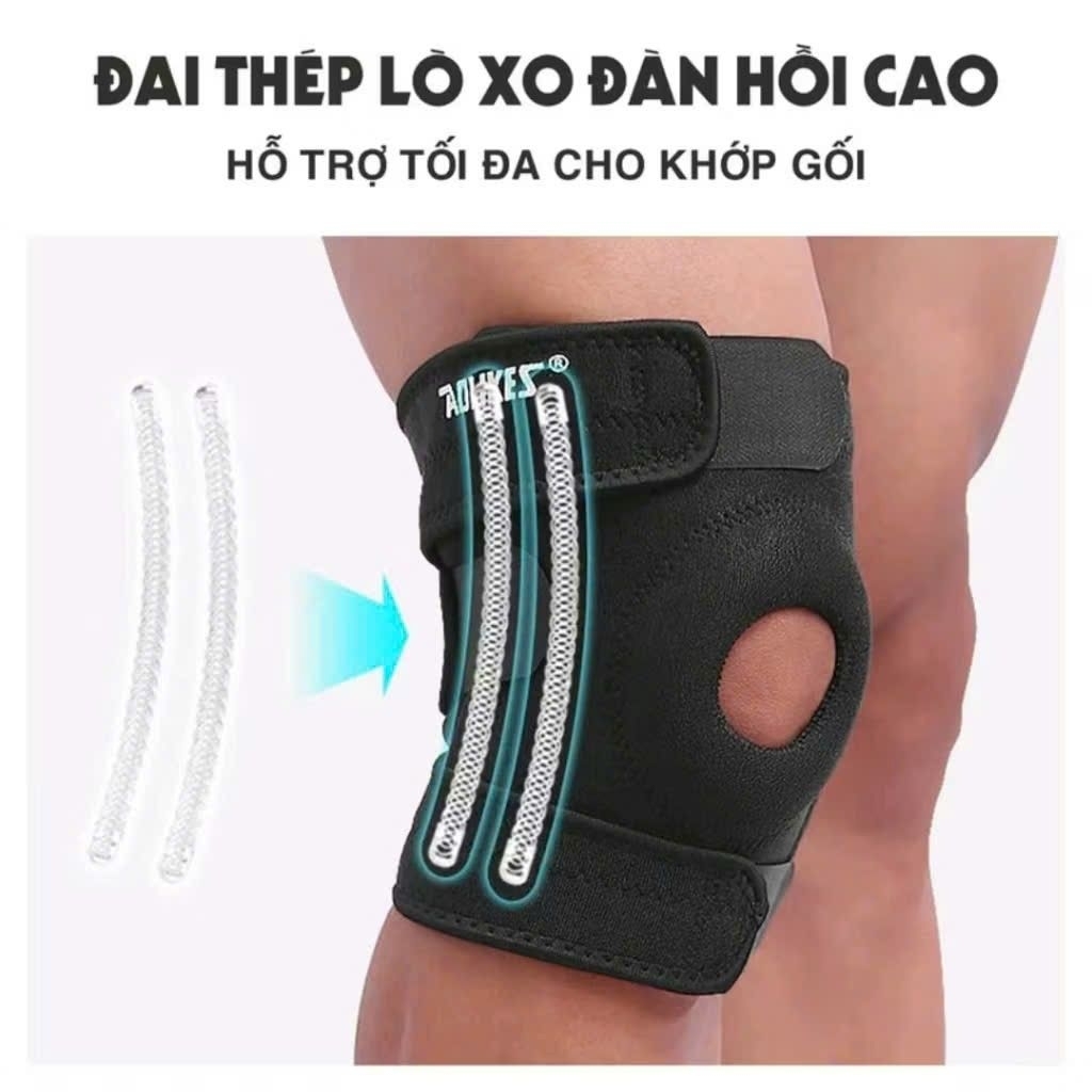 Băng gối Aolikes 4 lò xo trợ lực và đệm silicon,  bó gối, đệm gối silicon chính hãng Aolikes.