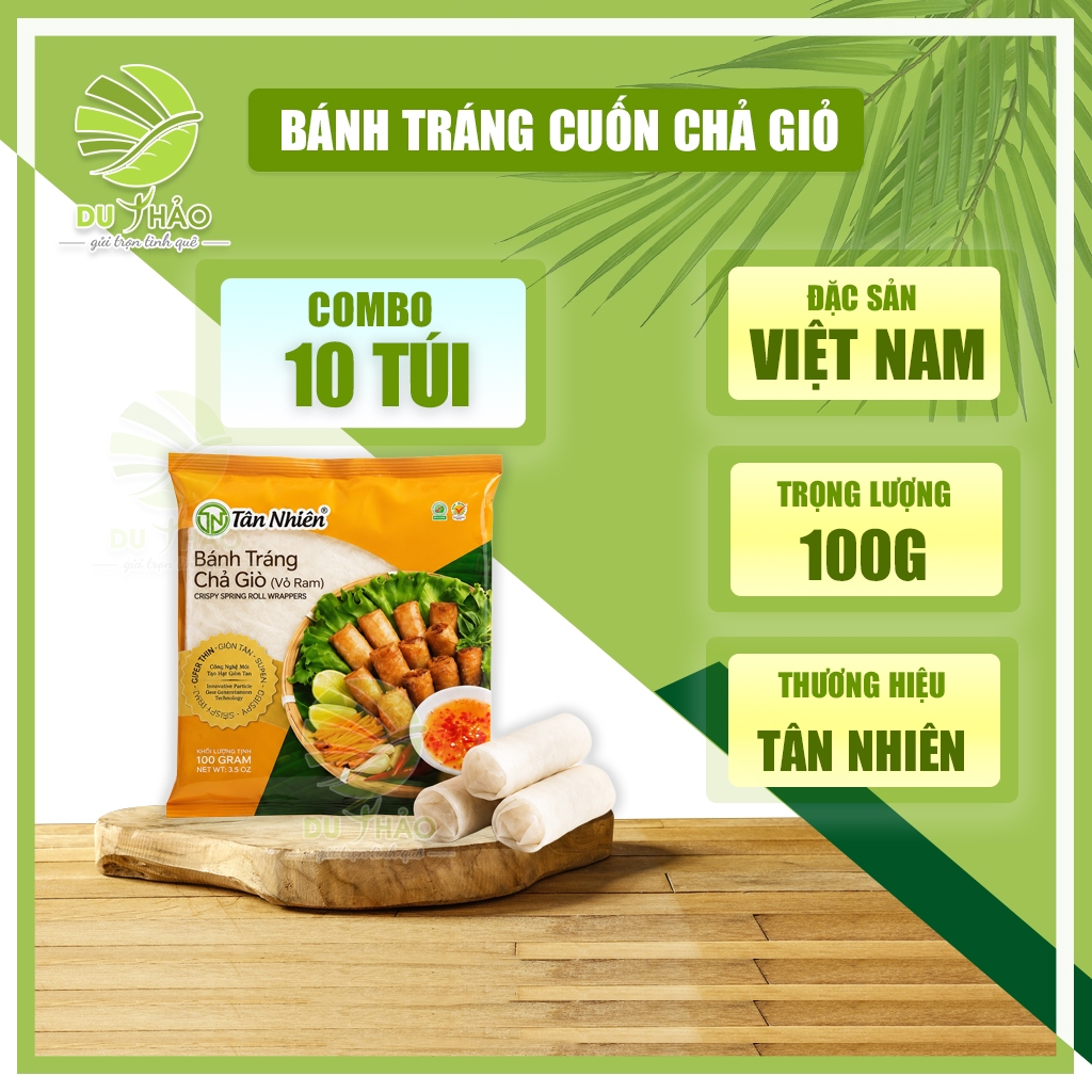 COMBO 10 Bánh Tráng Chả Giò Tân Nhiên 100g - Vỏ Ram Cuốn Chả Giò Giòn Rụm, Bánh Tráng Cuốn Nem 100g