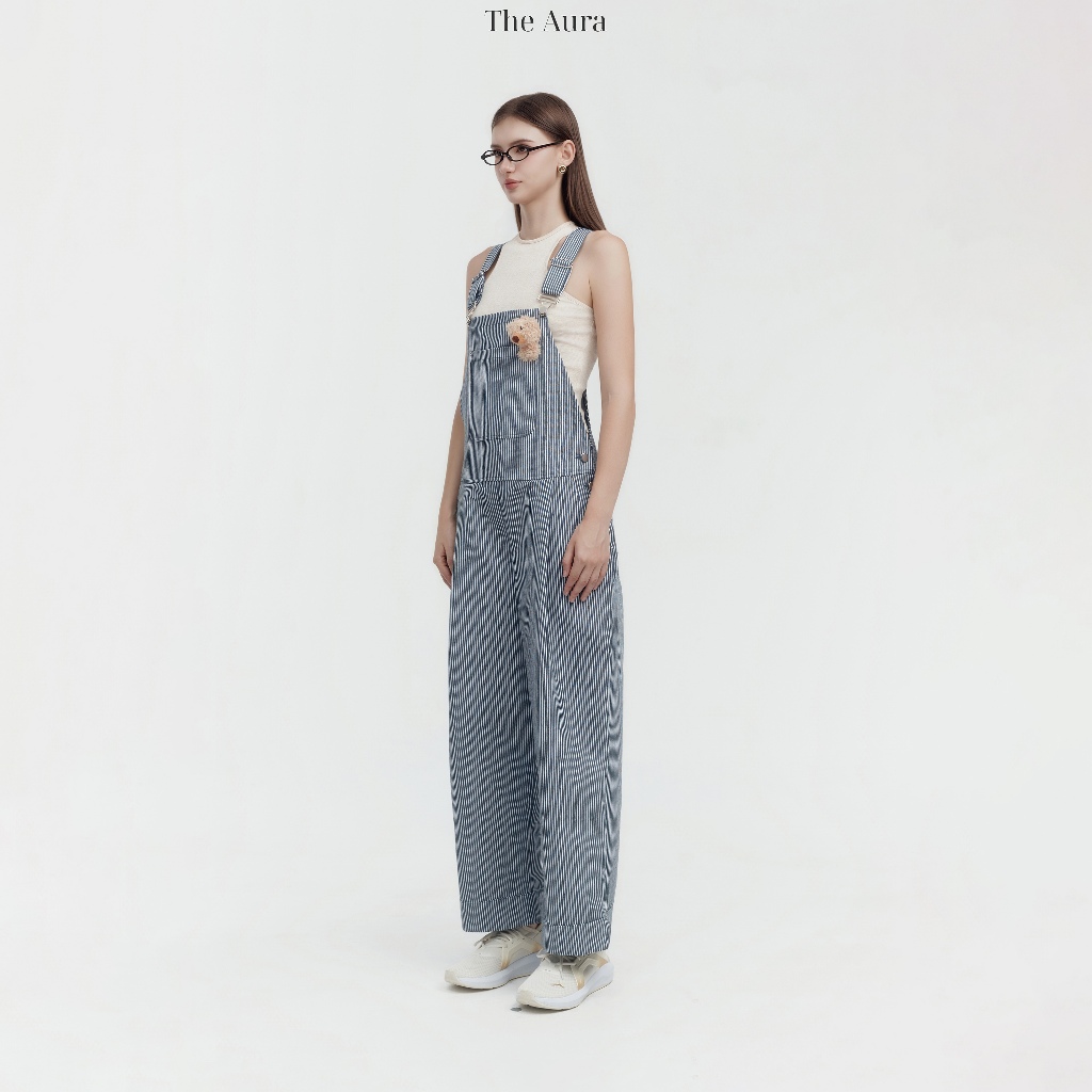 Quần Yếm Dài Kẻ Sọc Phối Túi Trước The Aura - Iris Overalls