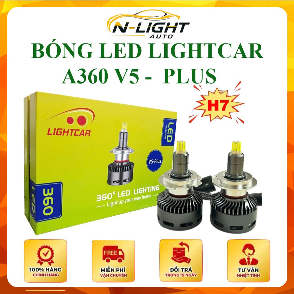Bóng LED LIGHTCAR A360 V5-Plus Chân H7 , Bản Nâng Cấp Mới Nhất