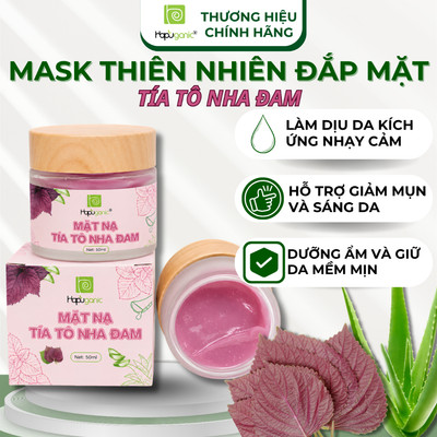Mask Mặt Nạ Tía Tô Nha Đam Thiên Nhiên Hapuganic Giảm Mụn Sáng Da Dưỡng Ẩm Và Phục Hồi Hộp 50g