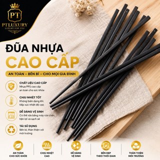 Vỉ 10 đôi đũa nhựa kháng khuẩn chịu nhiệt đũa chống trơn chống mốc an toàn cho sức khỏe - PTLUXURY