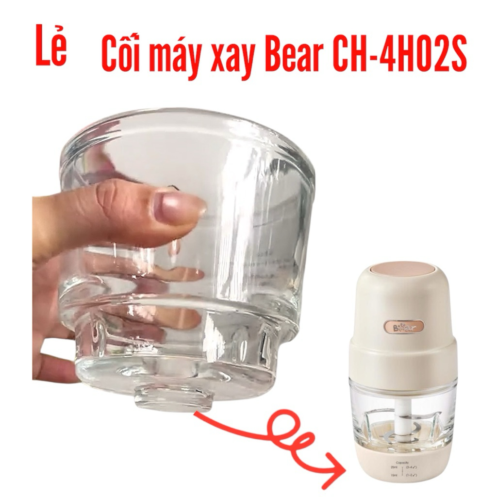 Phụ kiện máy xay Bear CH-4H02S QSJ-L02H2 300ml Cối thủy tinh máy xay Bear L02H2 4H02S