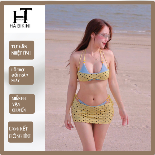 SẮN HCM set đi biển bốn món gắn HẠT CHAM VÀNG PALE cao cấp phù thanh lịch sang chảnh
