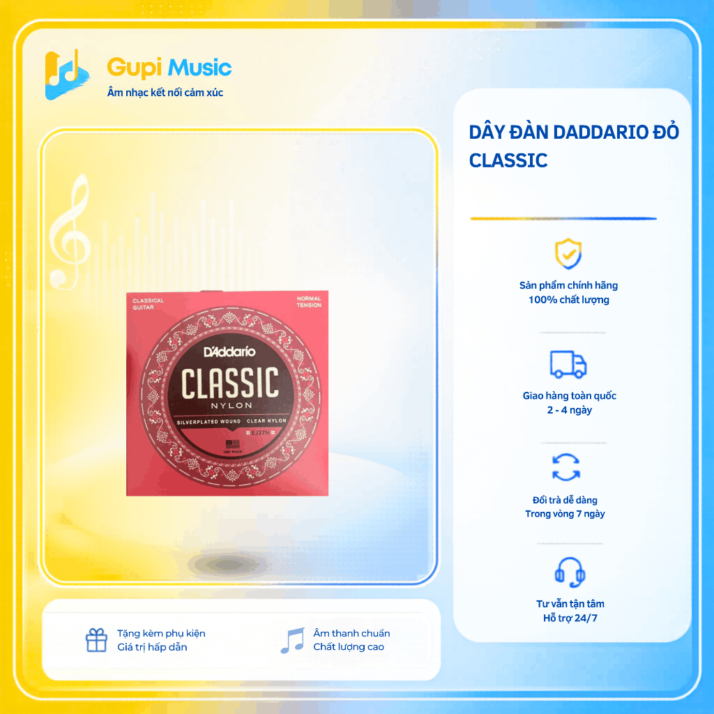 Dây đàn Daddario đỏ classic