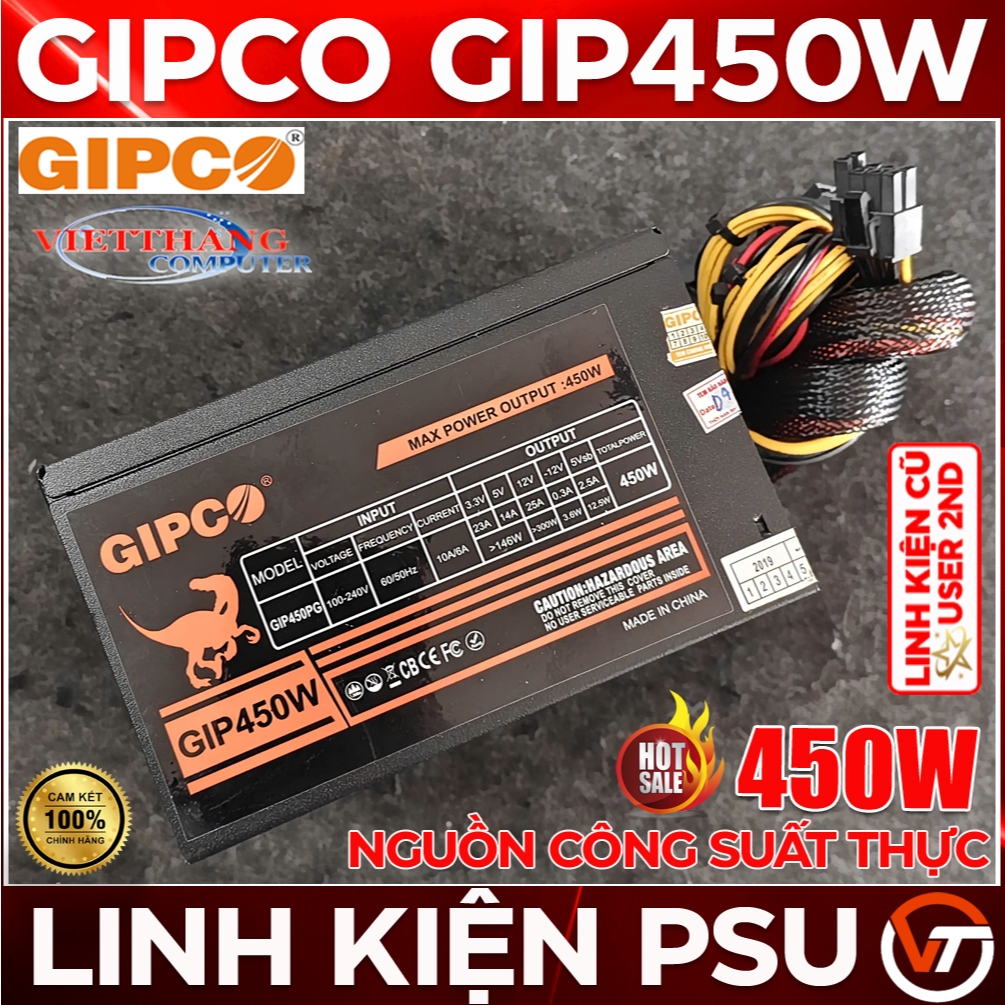 Nguồn Máy Tính GIPCO GIP450W Công suất thực 450W Nguồn cũ đã qua sử dụng ( Cũ - 2nd )