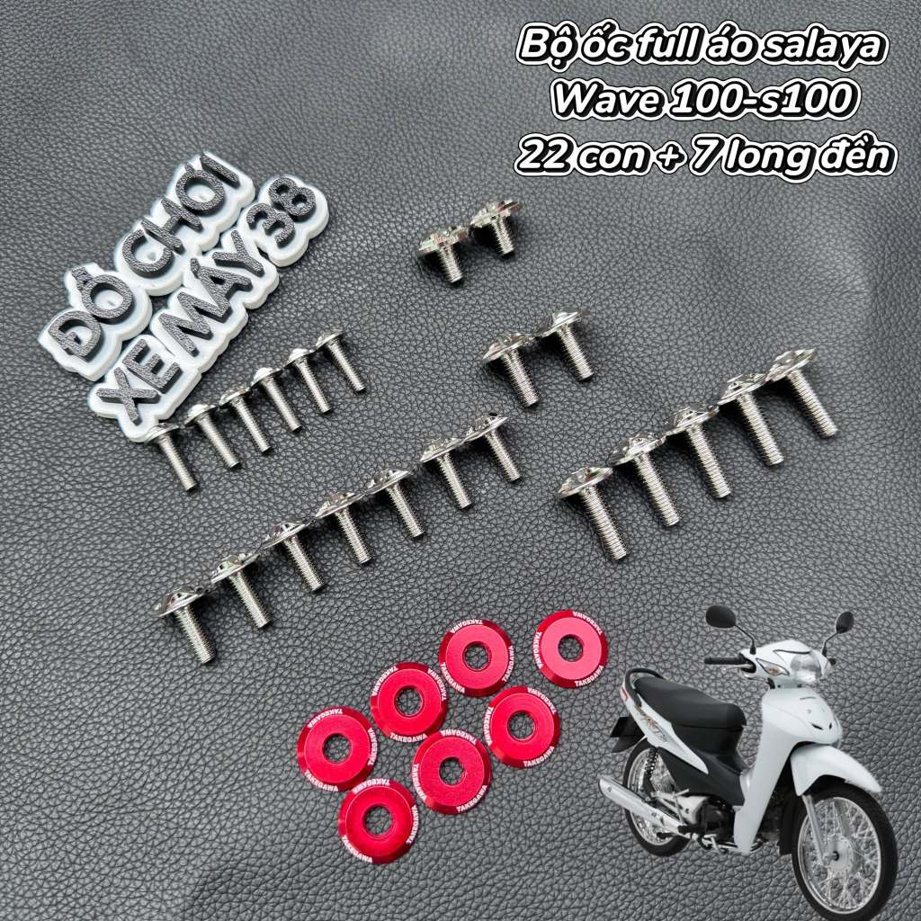 Full bộ ốc salaya Inox 304 dàn áo gắn Wave 100 - S100 tặng 7 long đền dàn áo