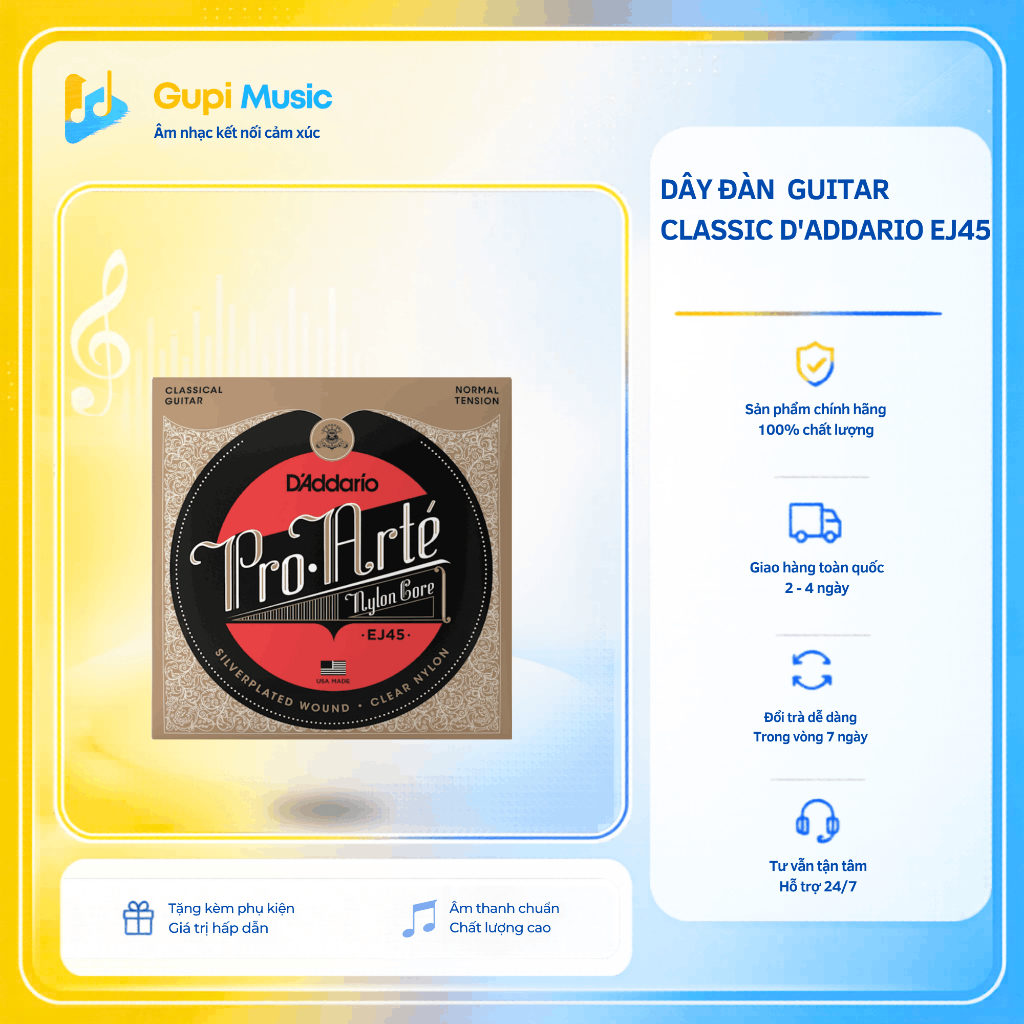 Dây Guitar Classic D’Addario EJ45