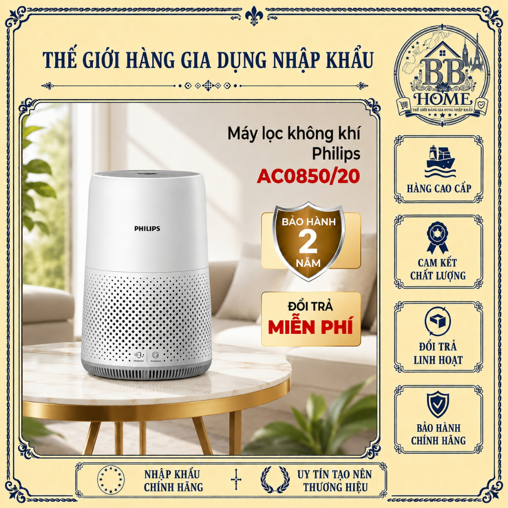🌬️ Máy Lọc Không Khí Philips AC0850/20 – Bảo Vệ Sức Khỏe Gia Đình 🇩🇪