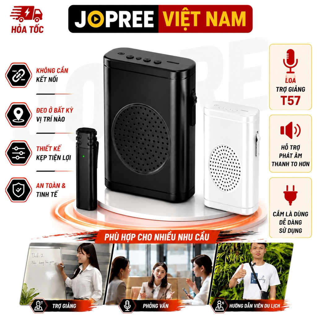 MÁY TRỢ GIẢNG THU ÂM KHÔNG DÂY LOA KÈM MIC CÀI ÁO CÓ BLUETOOTH DẠY HỌC ICHECO T57 THIẾT KẾ NHỎ GỌN