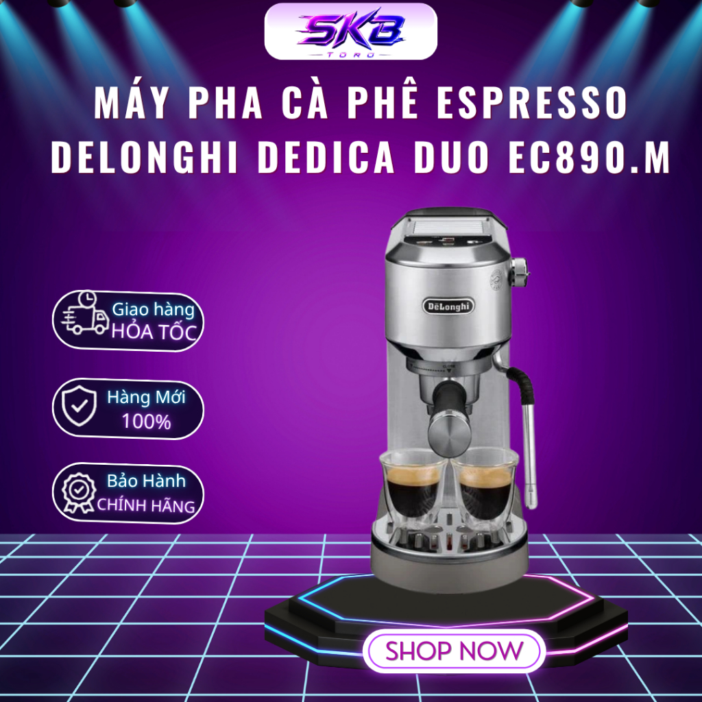 Máy pha cà phê Espresso DeLonghi Dedica Duo EC890.M – 15 Bar, 4 Chức Năng: Espresso - Bảo Hành 12 Th