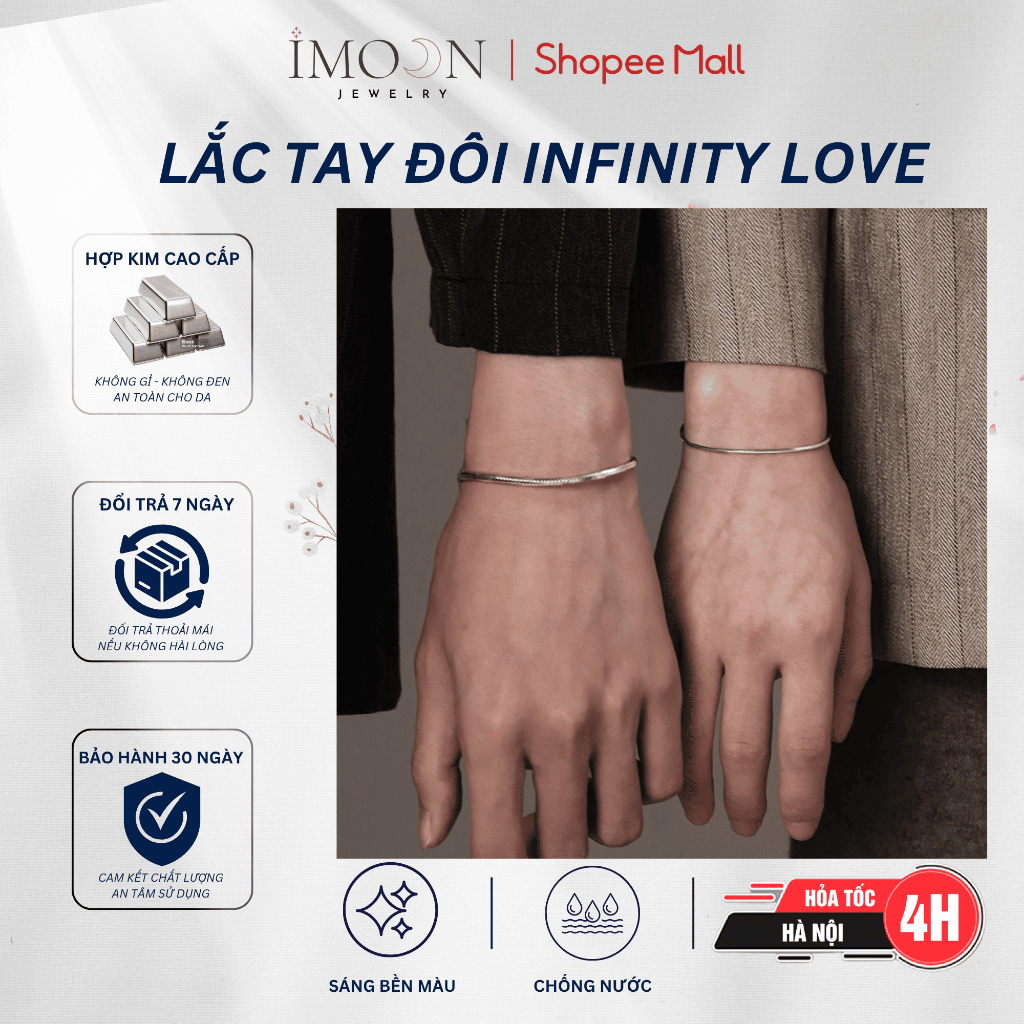 Vòng tay đôi hợp kim cao cấp không gỉ Infinity Love Imoon Jewelry - 003