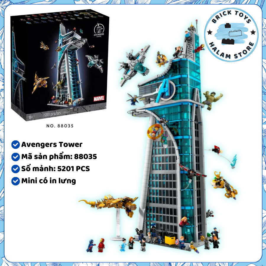 [Có sẵn] Mô hình sưu tầm trưng bày Marvel mô phỏng Tòa Tháp Avengers Tower bản chất lượng cao
