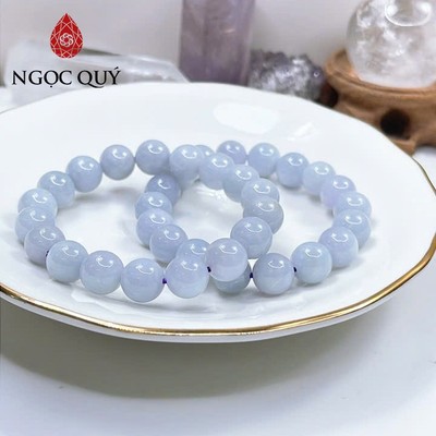 Vòng tay cẩm thạch A - Phỉ thúy type A tím tử lan hạt 9-10mm - Ngọc Quý