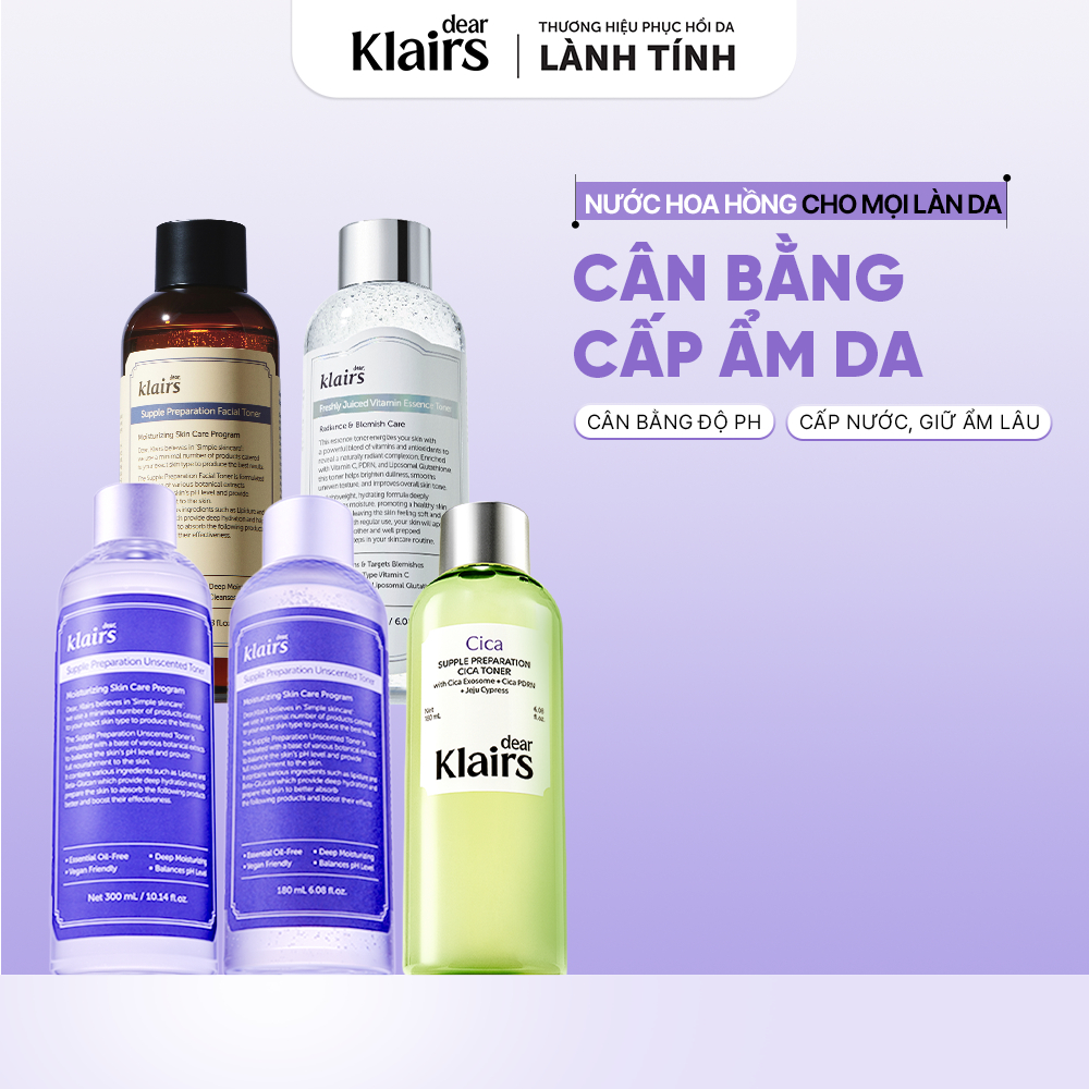 [KOL] Nước hoa hồng Dear, Klairs Supple Preparation Toner Cấp Ẩm Dưỡng Sáng Cho Mọi Loại Da