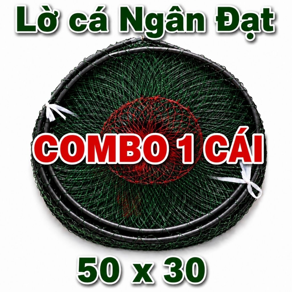 Lờ cá lóc, bẫy cá lóc 50x30 _  Lưới xanh RÊU (không kèm cây chổi)