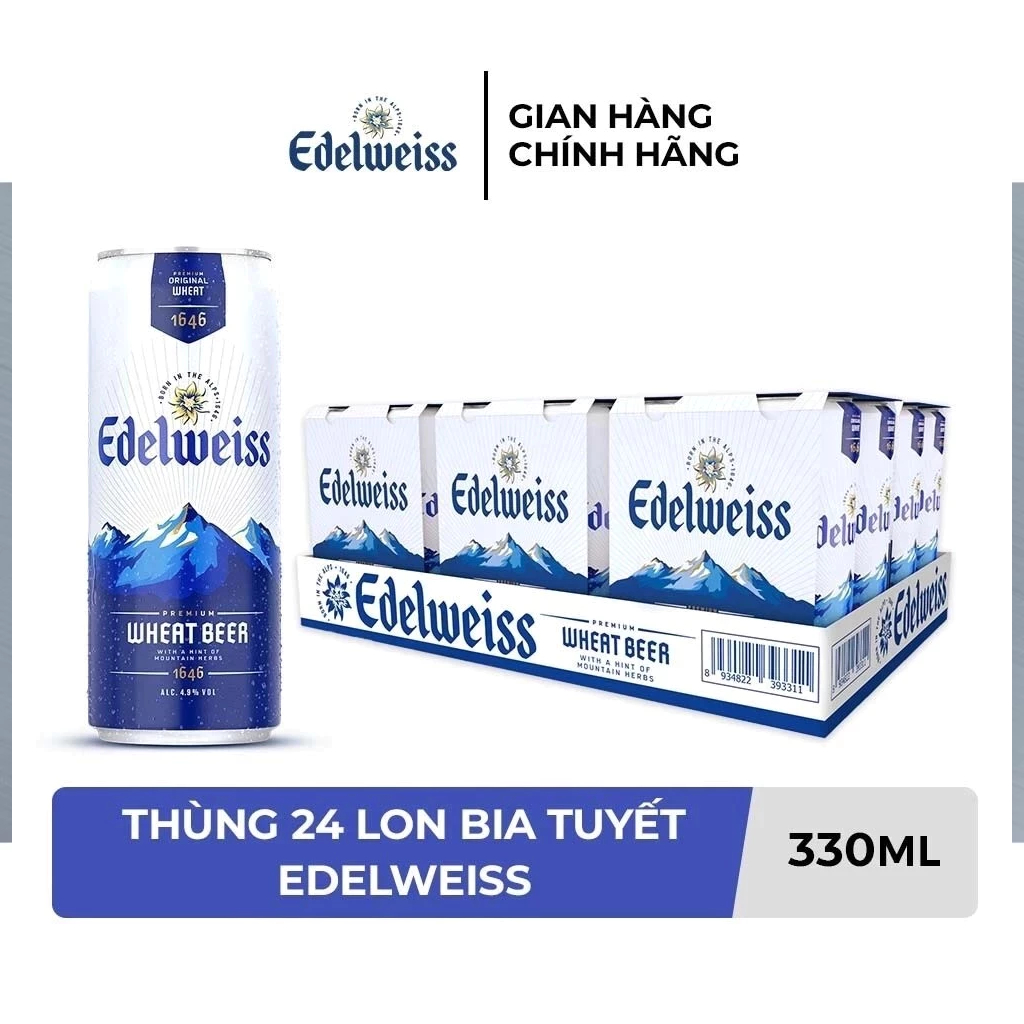 Bia Tuyết Edelweiss - Thùng 24 lon 330ml 4.9%