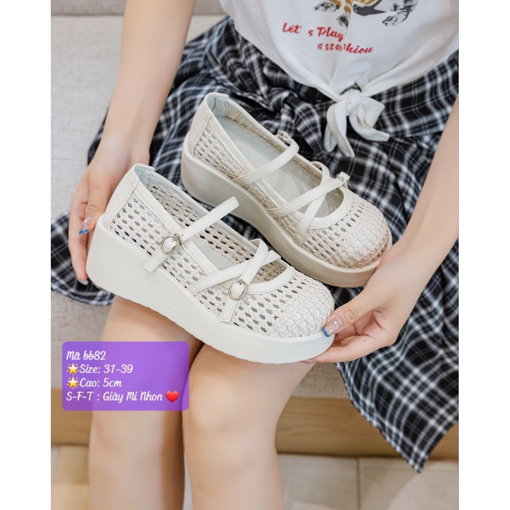 bb82 Giày rọ bằng da mới lạ cho nữ, giày cao 5cm, giày size nhỏ 31-39 (giày QC Ord 15-20 ngày)