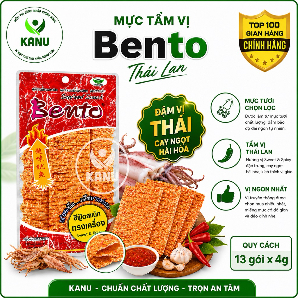 [Lốc 13 gói] Mực Bento Thái Lan 4g vị ngon nhất