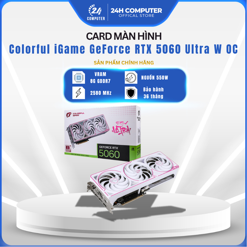 [ FULL VAT ] CARD MÀN HÌNH COLORFUL IGAME RTX 5060 Ultra White DUAL/OC NEW | CHÍNH HÃNG | BẢO HÀNH 3
