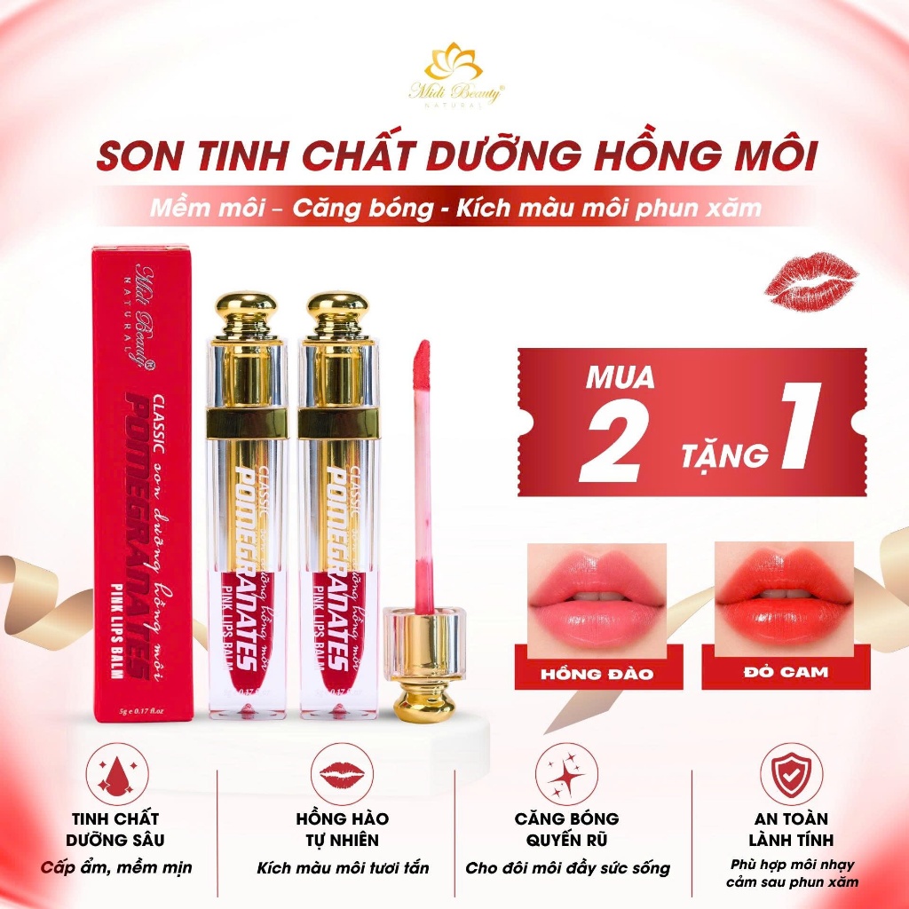 [KÈM QUÀ] Son Tinh Chất Dưỡng Có Màu cho môi phun xăm: Dưỡng ẩm căng bóng mềm mịn, hết bị khô, kích 