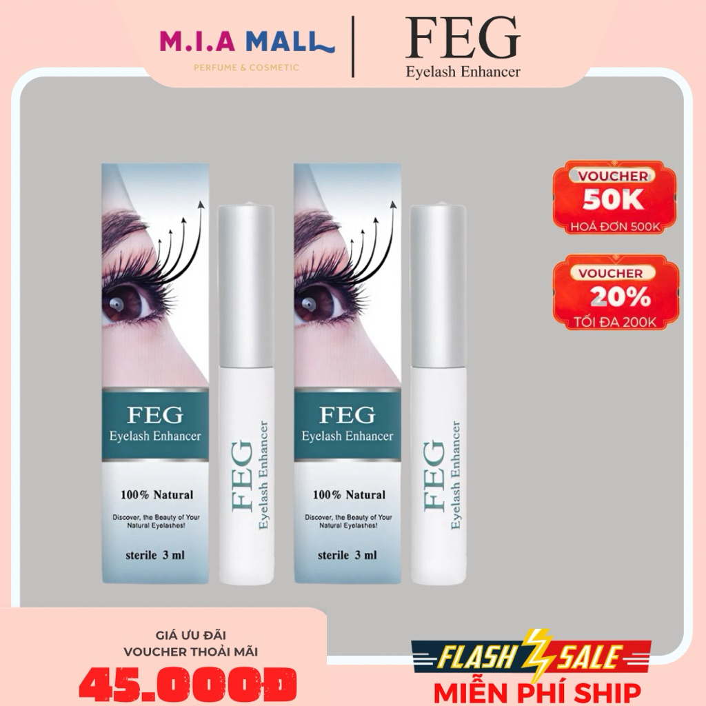 Serum Dưỡng Mi FEG Eyelash Enhancer 3ml Chính Hãng – Tinh Chất Dưỡng Mi & Chân Mày, Đầu Cọ Mảnh, Chă