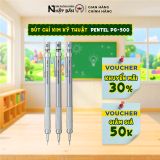Bút chì kim cơ khí Pentel Graphgear PG500, chì kim pentel kim loại cao cấp, chuẩn nét kỹ thuật