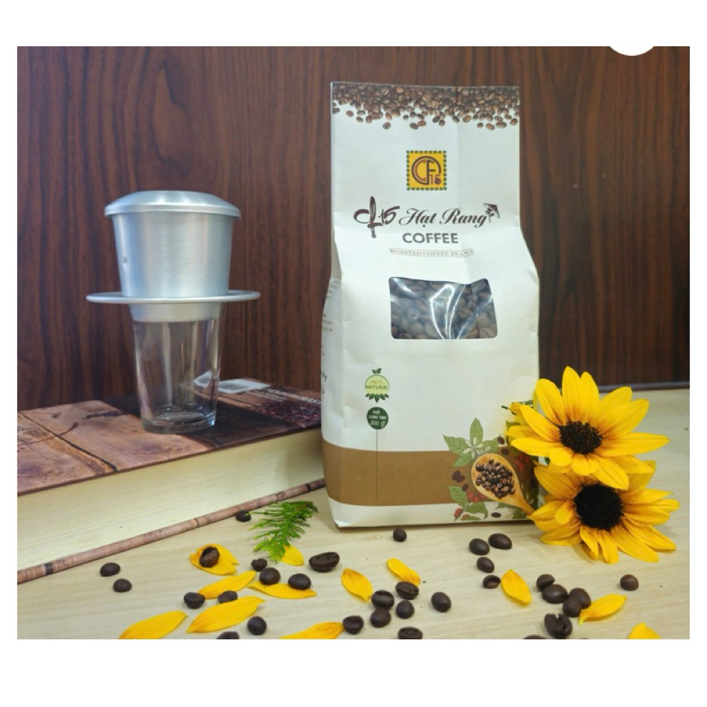 Cà phê CF15 HẠT RANG túi 500g– Hạt Robusta rang mộc, đậm vị nguyên bản
