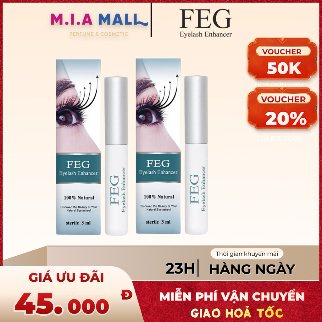Serum Dưỡng Mi FEG Eyelash Enhancer 3ml Chính Hãng – Tinh Chất Dưỡng Mi & Chân Mày, Đầu Cọ Mảnh, Chă