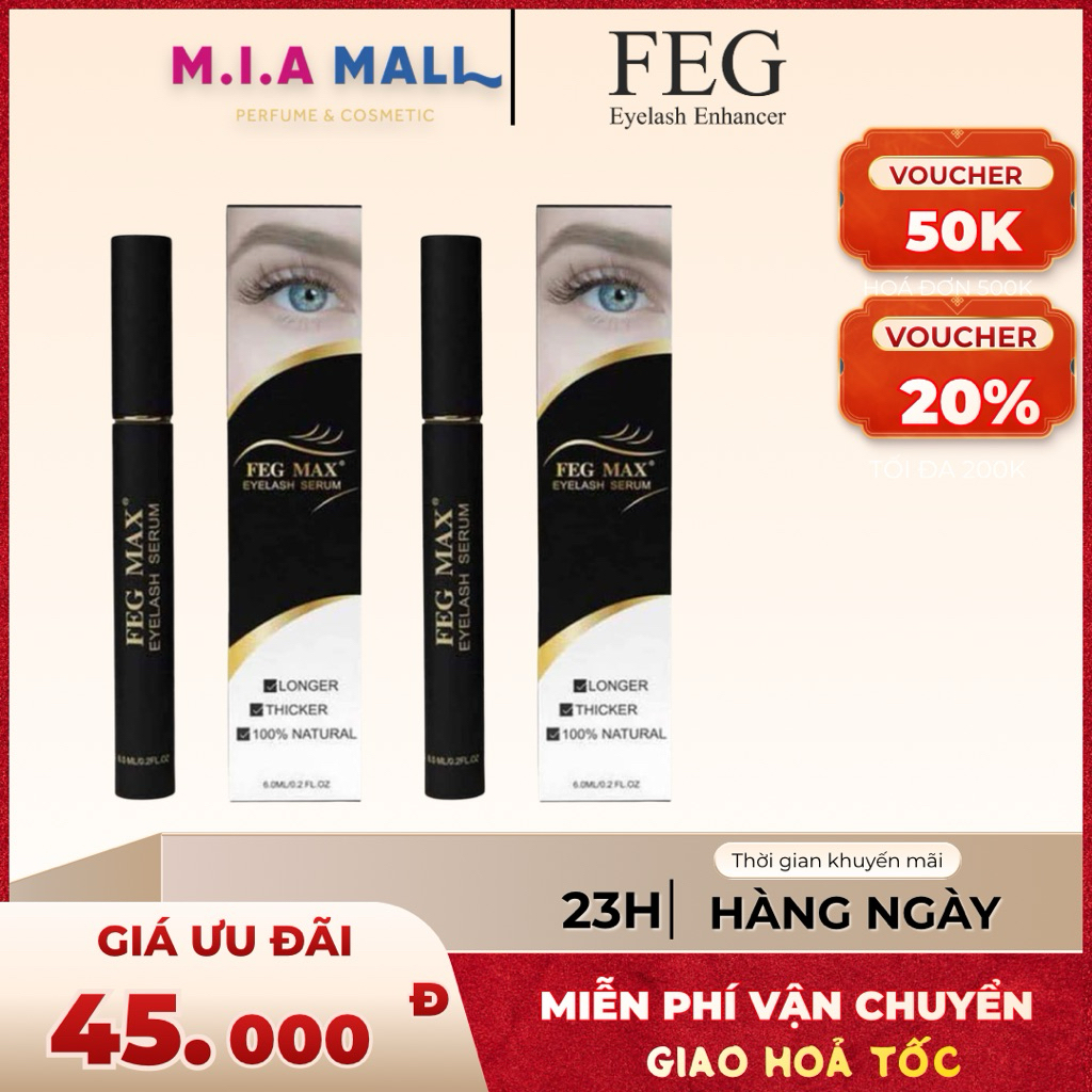 Serum Dưỡng Mi FEG MAX Eyelash Serum 6ml Chính Hãng – Tinh Chất Dưỡng Mi & Chân Mày, Đầu Cọ Mảnh, Ch